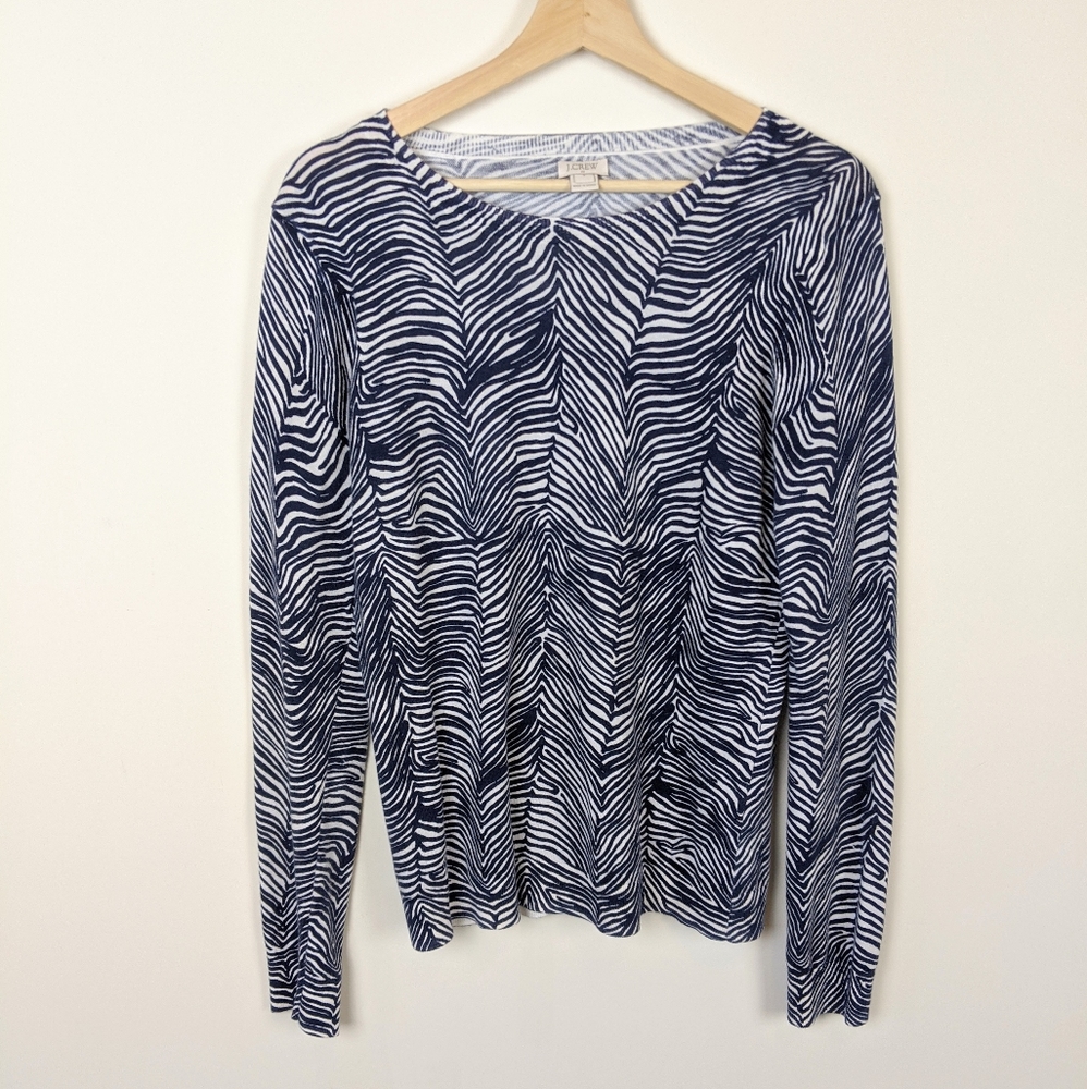 J Crew Navy Zebra Stripe Sweater